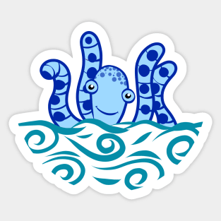 Friendly Blue Octopus Sticker